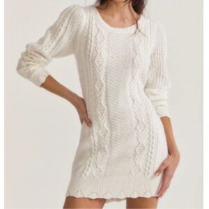 Love Shack Fancy Simmonette Mini Dress In Cream Long Sleeve S M
